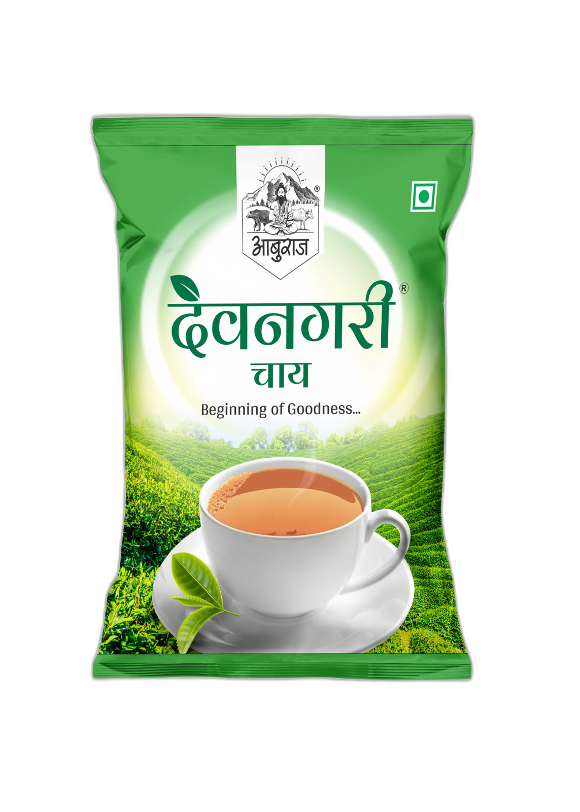 Devnagari Fanning — Forest green pouch
